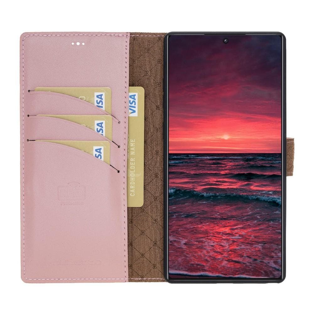 Phone Case Magnetic Detachable Leather Wallet Case with RFID Blocker for Samsung Note 10 Plus - Pink Pink Bouletta Shop
