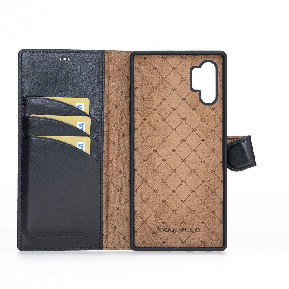 Phone Case Magnetic Detachable Leather Wallet Case with RFID Blocker for Samsung Note 10 Plus - Rustic Black Bouletta Case