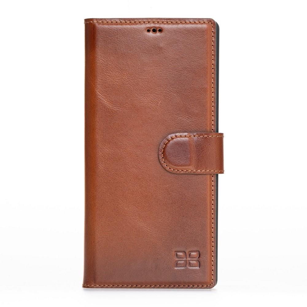 Phone Case Magnetic Detachable Leather Wallet Case with RFID Blocker for Samsung Note 10 Plus - Rustic Tan with Effect Bouletta Case