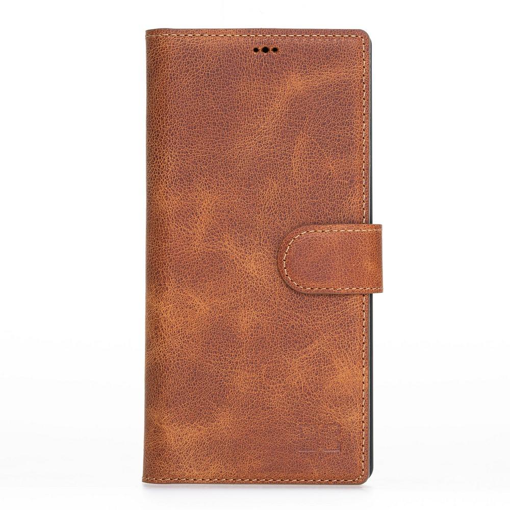 Phone Case Magnetic Detachable Leather Wallet Case with RFID Blocker for Samsung Note 10 Plus - Tiguan Tan with Vein Bouletta Case