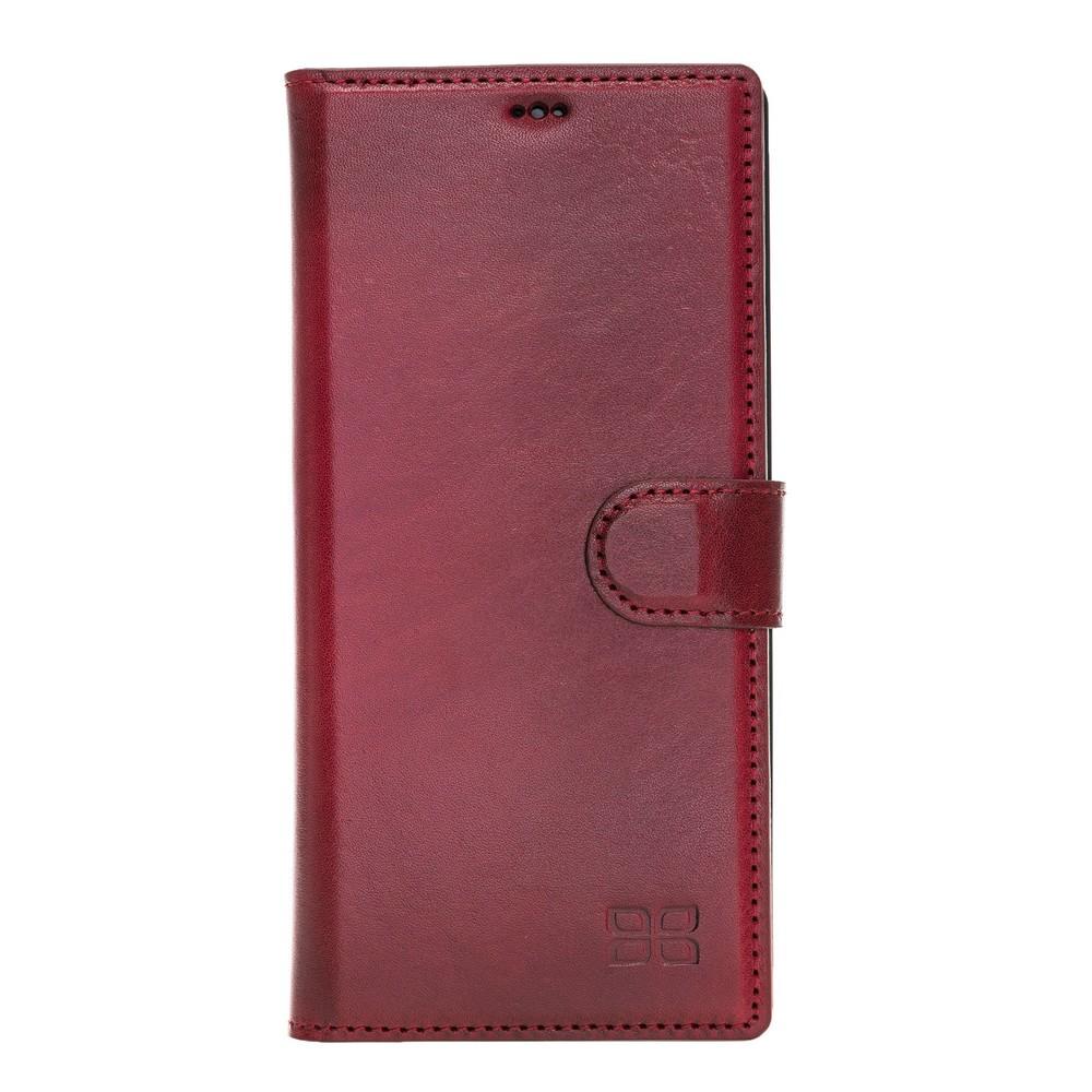 Phone Case Magnetic Detachable Leather Wallet Case with RFID Blocker for Samsung Note 10 Plus - Vegetal Burnished Red Bouletta Case