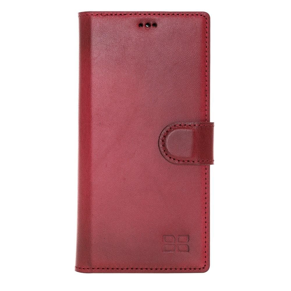 Phone Case Magnetic Detachable Leather Wallet Case with RFID Blocker for Samsung Note 10 - Vegetal Burnished Red Bouletta Shop