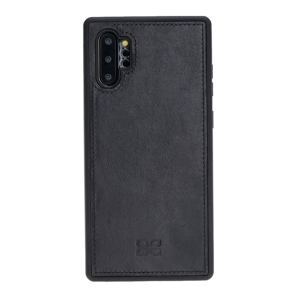 Phone Case Pouch Magnetic Detachable Leather Wallet Case with RFID Blocker for Samsung Note 10 Plus - Rustic Black Bouletta Case