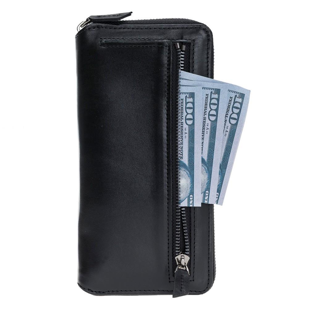 Phone Case Pouch Magnetic Detachable Leather Wallet Case with RFID Blocker for Samsung Note 10 Plus - Rustic Black Bouletta Case