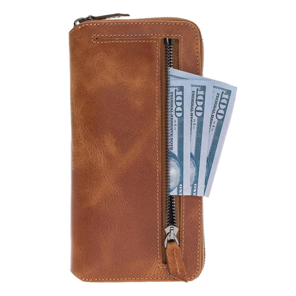 Phone Case Pouch Magnetic Detachable Leather Wallet Case with RFID Blocker for Samsung Note 10 Plus - Tiguan Tan with Vein Bouletta Shop