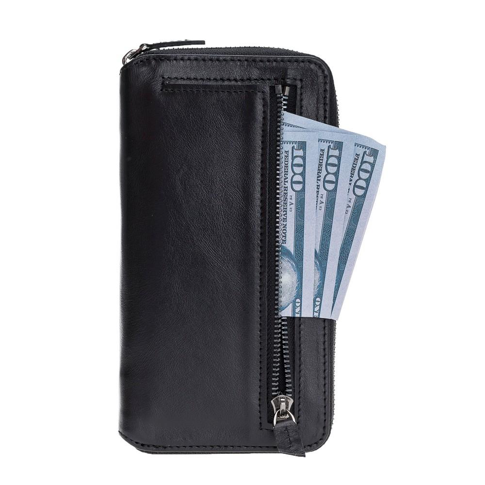 Phone Case Pouch Magnetic Detachable Leather Wallet Case with RFID Blocker for Samsung Note 10 - Rustic Black Bouletta Case