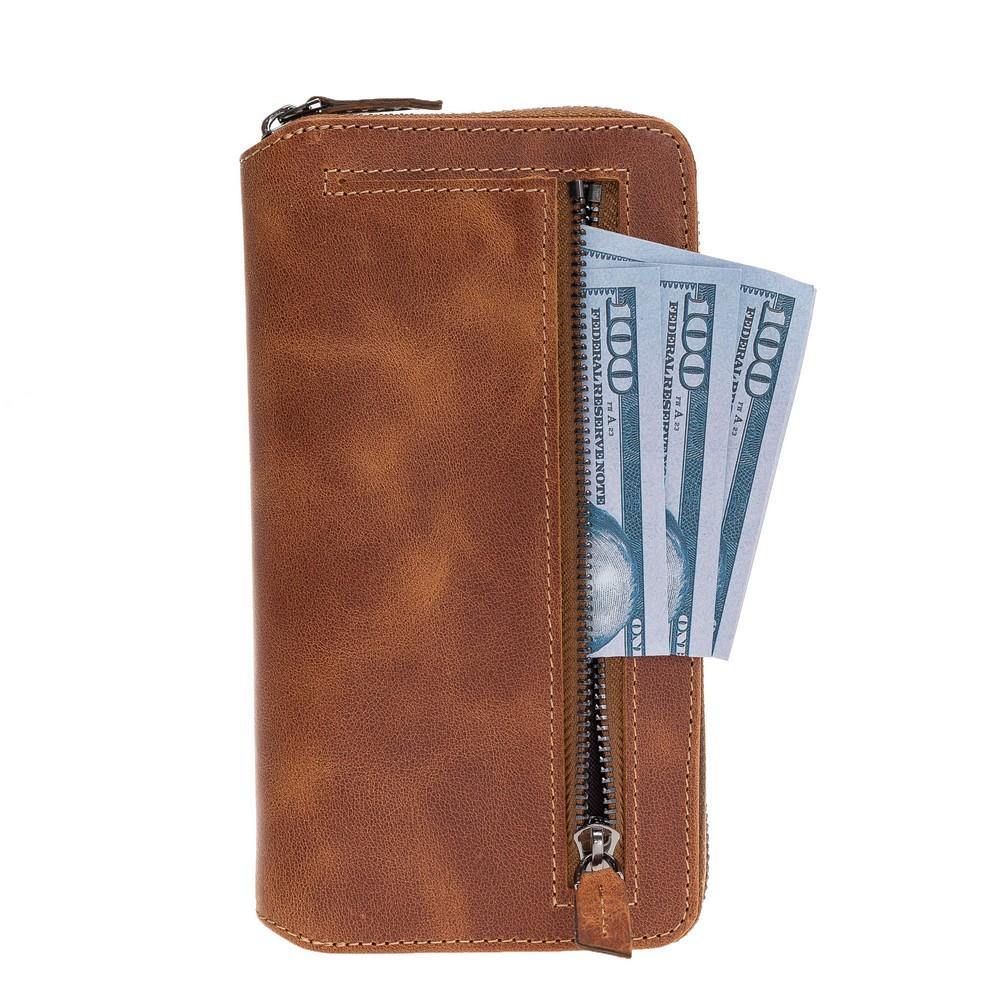 Phone Case Pouch Magnetic Detachable Leather Wallet Case with RFID Blocker for Samsung Note 10 - Tiguan Tan with Vein Bouletta Case