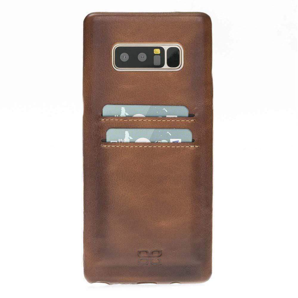 Phone Case Ultra Genuine Leather Cover with Credit Card Slots for Samsung Note 8 - Rustic Burnished Tan Bouletta Case