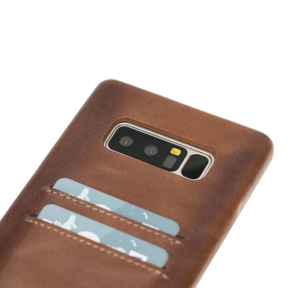 Phone Case Ultra Genuine Leather Cover with Credit Card Slots for Samsung Note 8 - Rustic Burnished Tan Bouletta Case