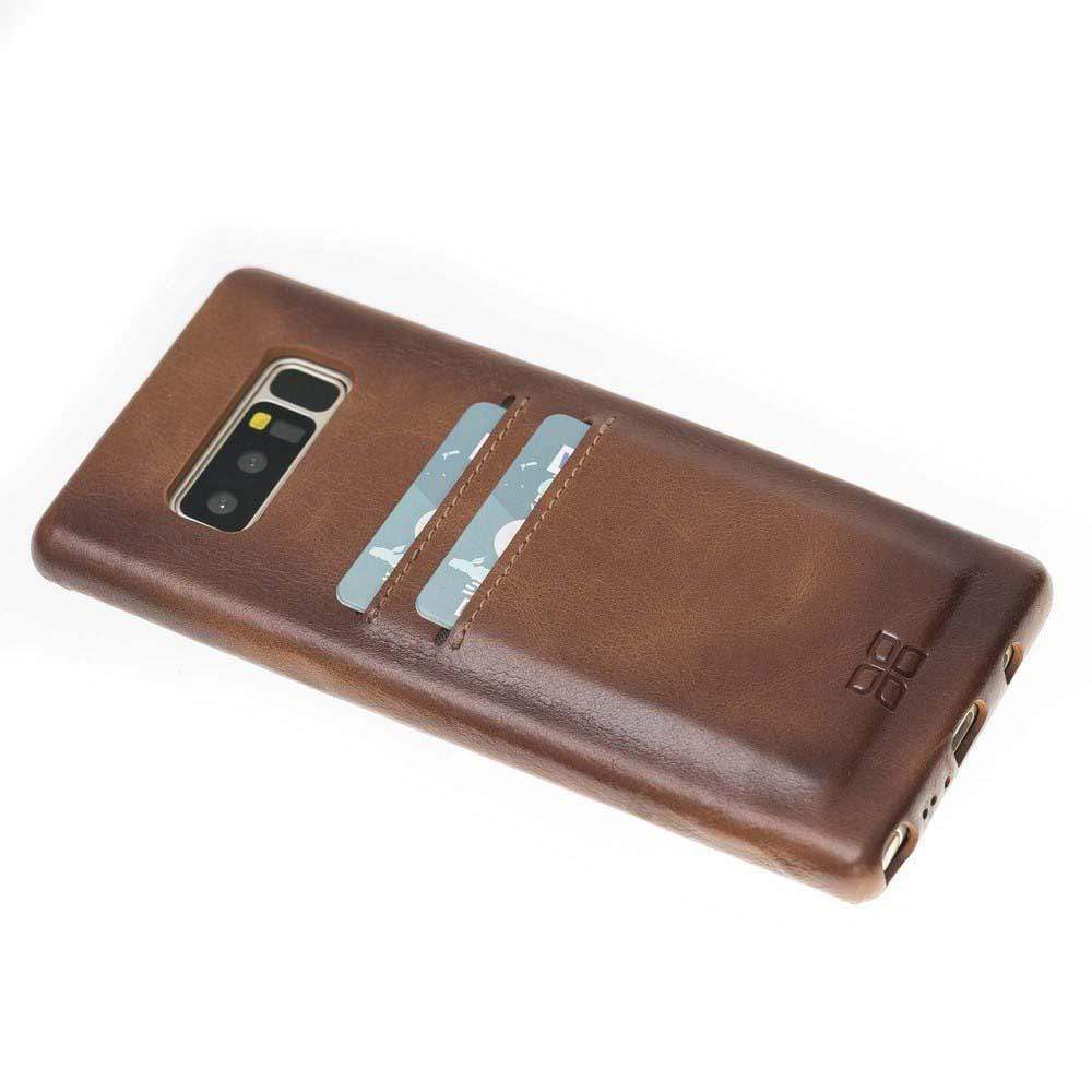 Phone Case Ultra Genuine Leather Cover with Credit Card Slots for Samsung Note 8 - Rustic Burnished Tan Bouletta Case