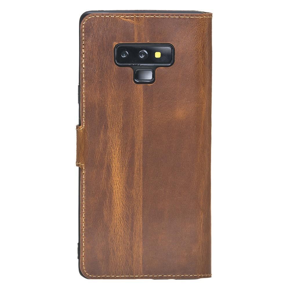 Phone Case Wallet Folio Leather Case with ID slot for Samsung Galaxy Note 9 - Vegetal Tan Bouletta Case