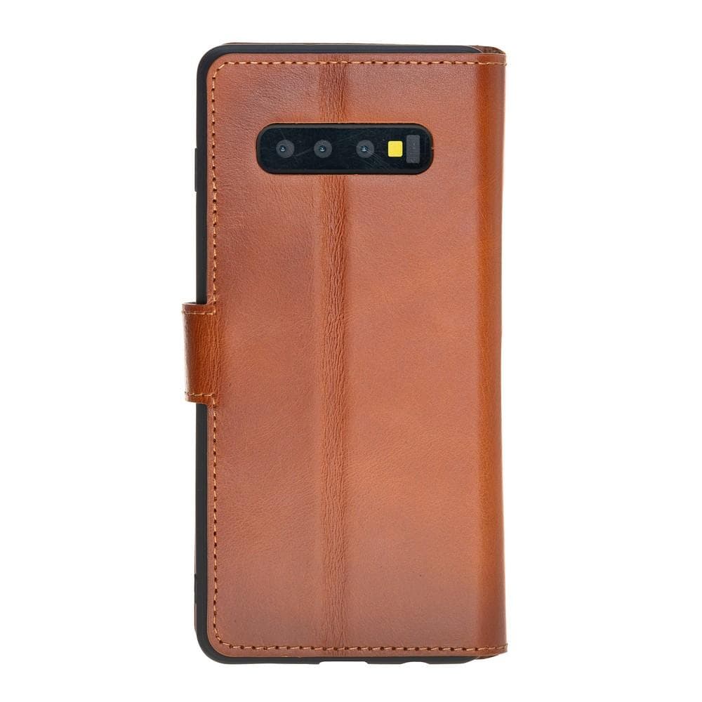 Phone Case Wallet Leather Case for Samsung S10  - Rustic Tan with Effect Bouletta Shop