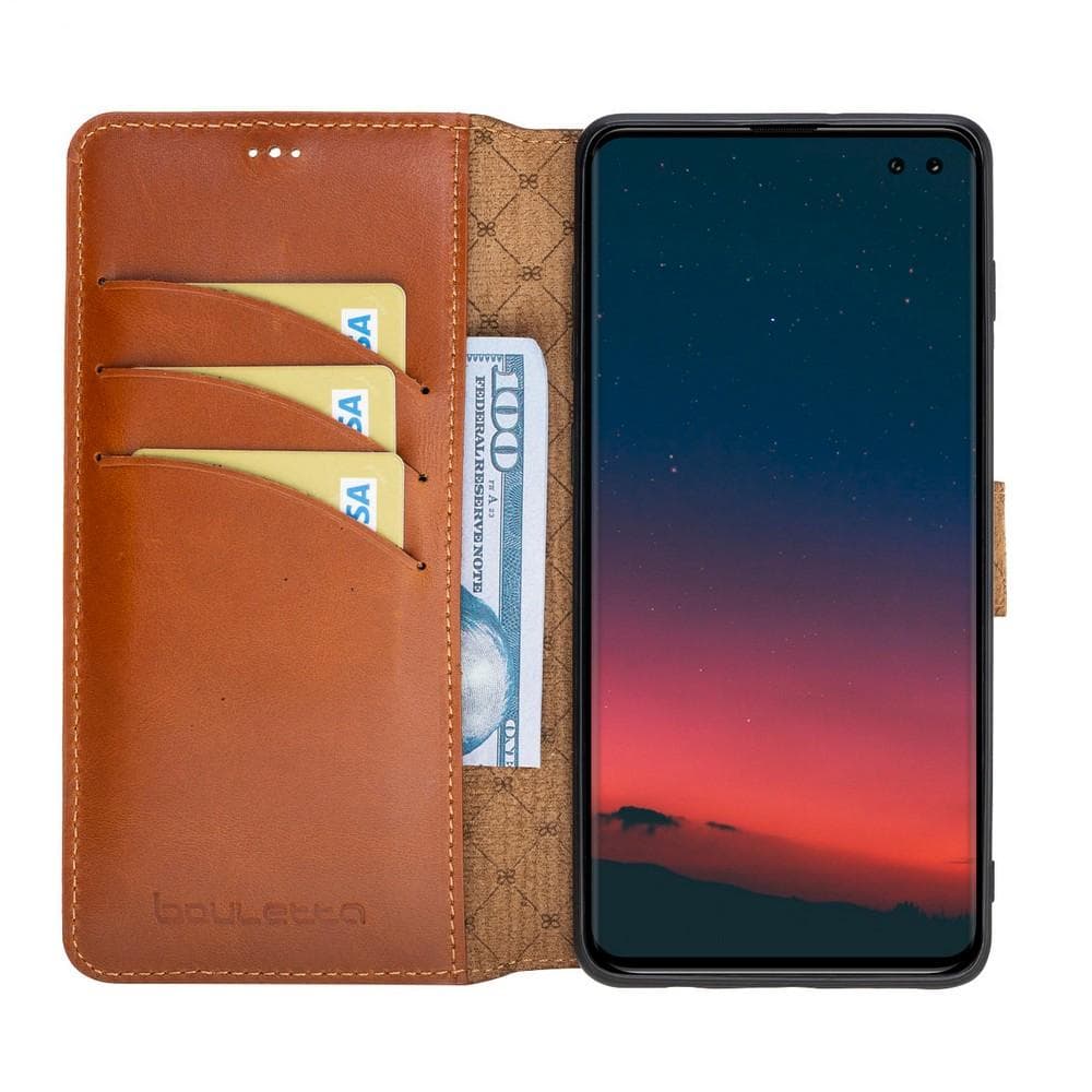 Phone Case Wallet Leather Case for Samsung S10  - Rustic Tan with Effect Bouletta Shop