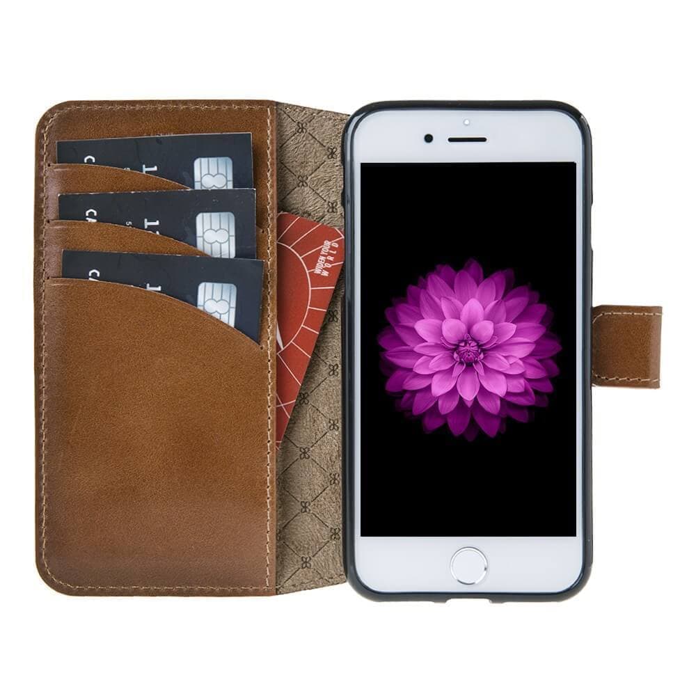 Phone Case Wallet Leather Case New Edition with ID slot for Apple iphone SE2/7/8 - Rustic Burnished Tan Bouletta Shop