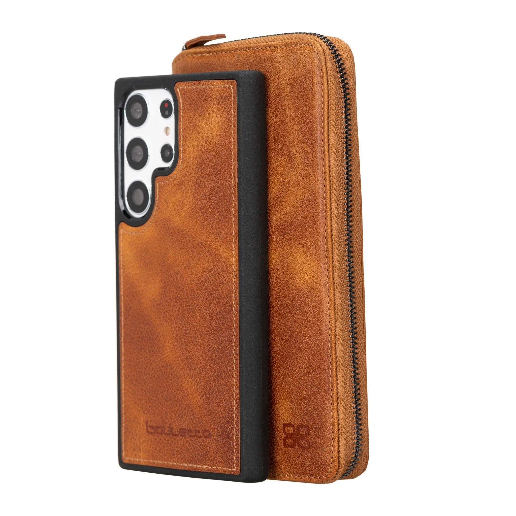 Samsung Galaxy S24 Series Zippered Leather Wallet Cases - PMW Galaxy S24 Ultra / Tan Bouletta LTD