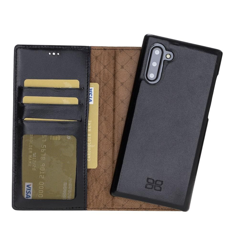 Wallet Case F360 Magnetic Detachable Leather Wallet Case with RFID Blocker for Samsung Galaxy Note 10 - Rustic Black Bouletta Shop