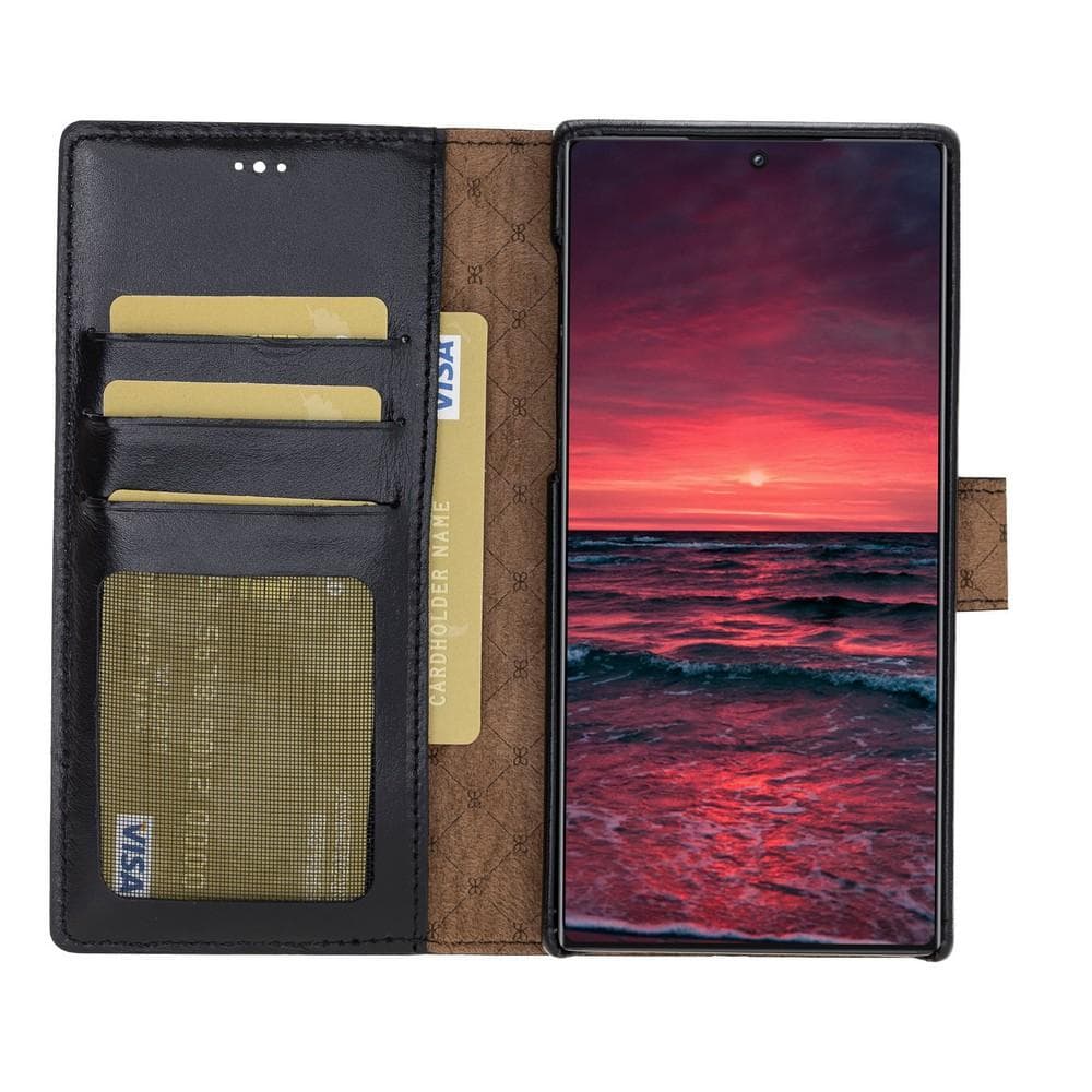 Wallet Case F360 Magnetic Detachable Leather Wallet Case with RFID Blocker for Samsung Galaxy Note 10 - Rustic Black Bouletta Shop