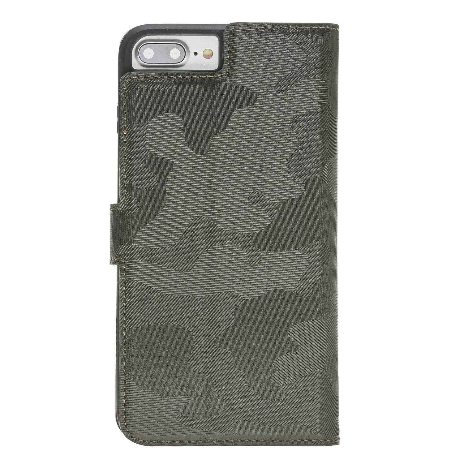 Wallet Case Magnetic Detachable Leather Wallet Case for Apple iPhone 7/8 Plus- Camouflage Green Bouletta Case