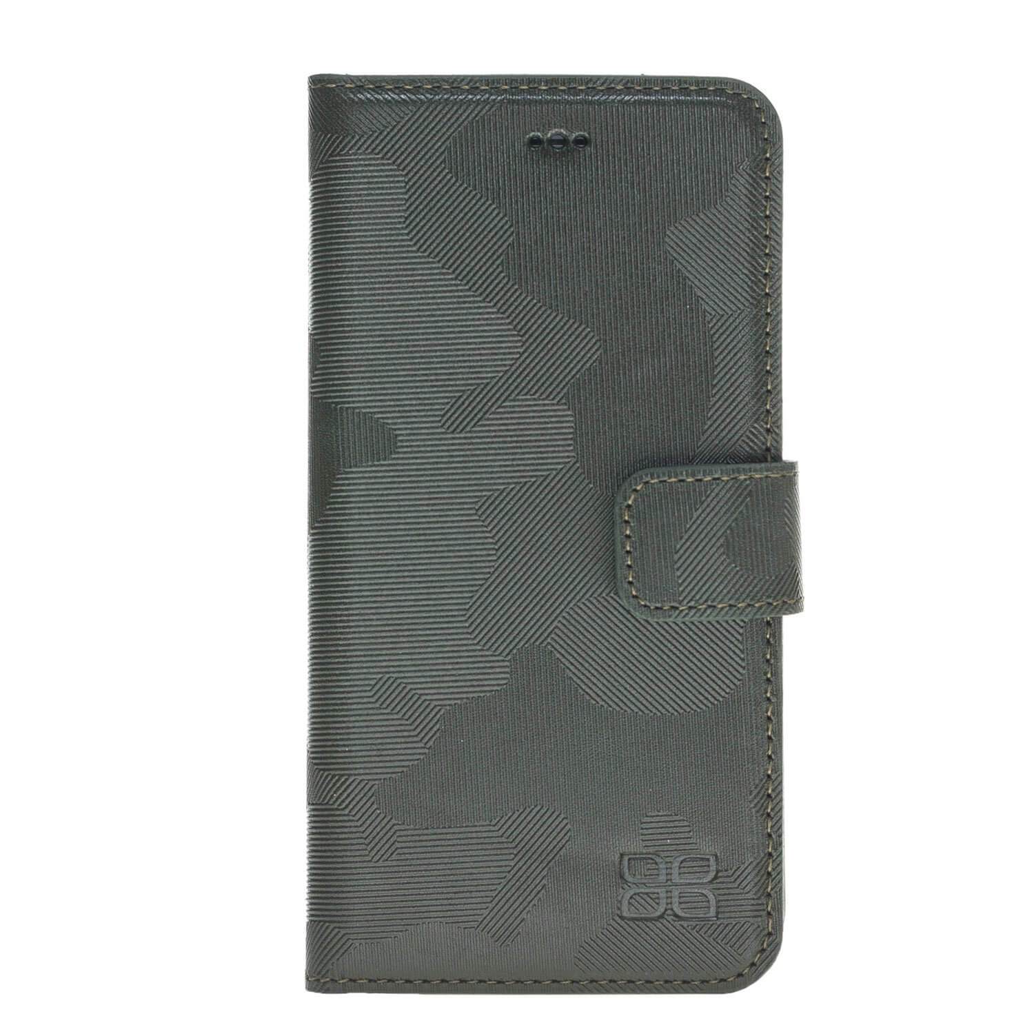 Wallet Case Magnetic Detachable Leather Wallet Case for Apple iphone SE2/7/8 - Camouflage Green Bouletta Case