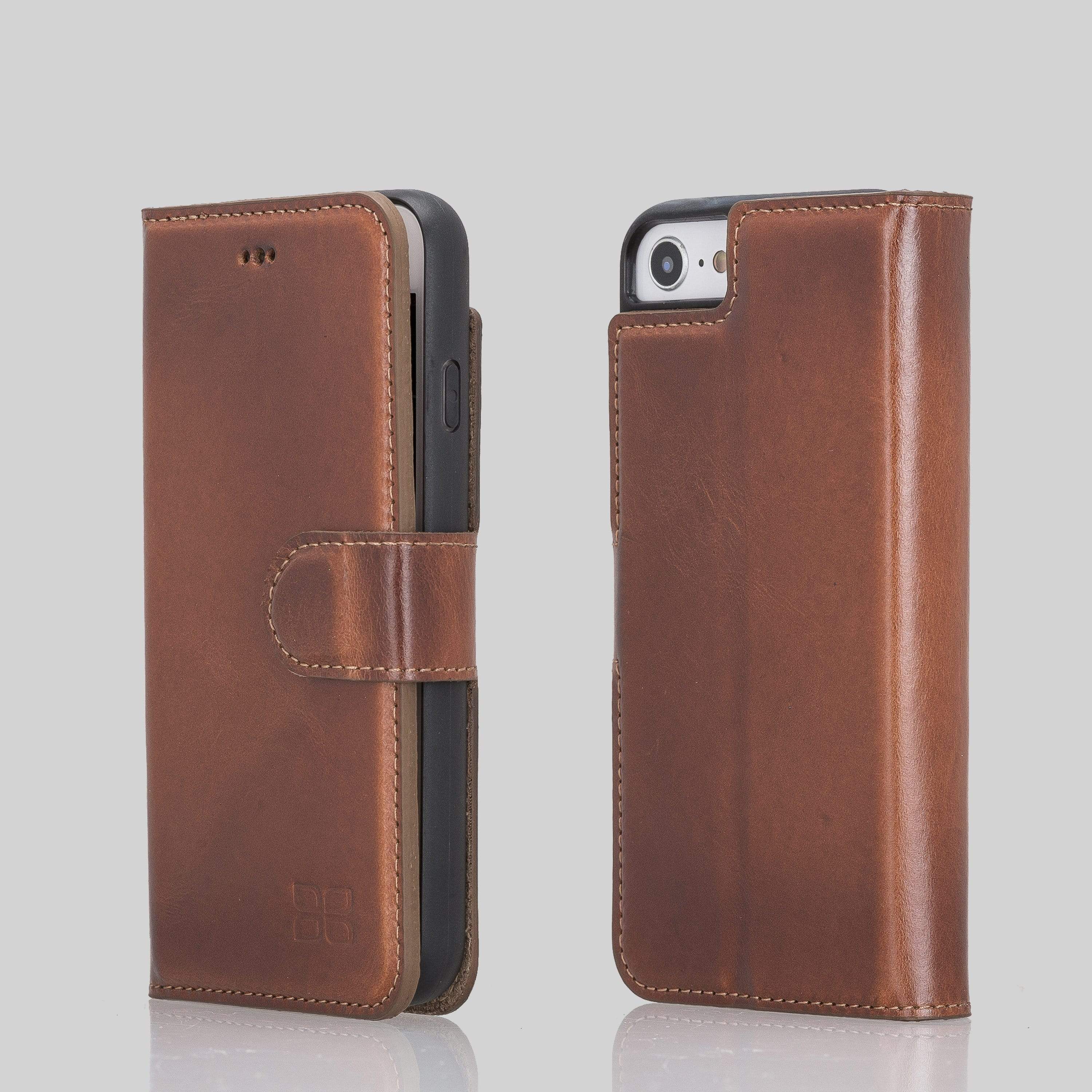 Wallet Case Magnetic Detachable Leather Wallet Case for Apple iphone SE2/7/8 - Creased Purple Bouletta Shop