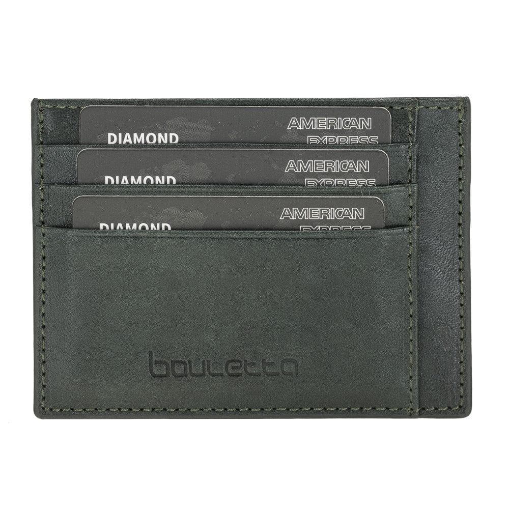 Handmade and Personalized Minimaalist Geniuine Leather Card Holder - BLWL18 Vegetal Green Bouletta LTD