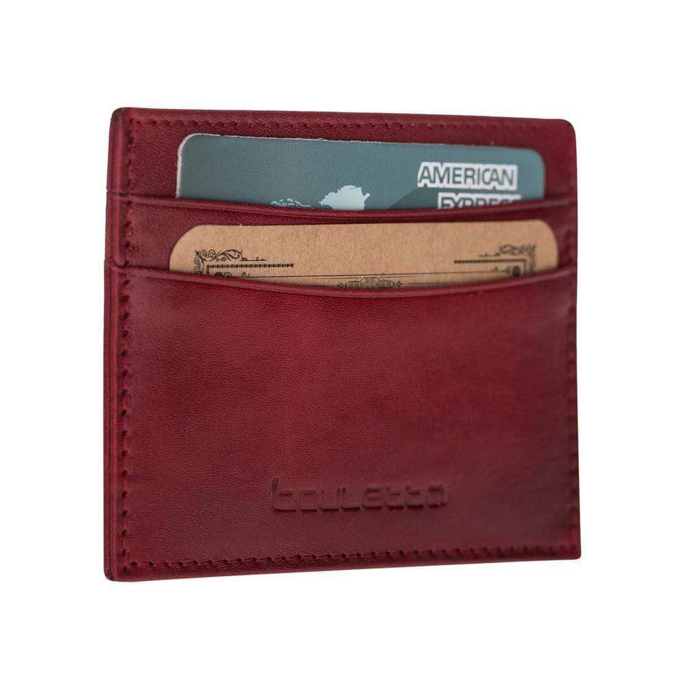Wallet Leather Credit Card Holder - Vegetal Burnished Red Bouletta Shop